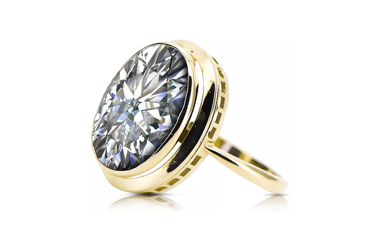 زركونيا 14 كارت من الذهب الأصفر خاتم حرف يدوية فينتاج vrc285y